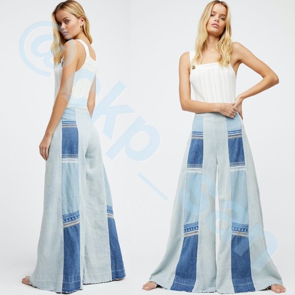 Free People Willa Pieced Wide-Leg Jeans Sz 27 - Picture 3 of 17